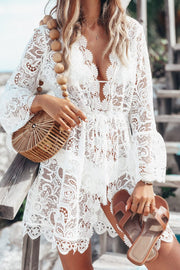V-Neck Lace Cover-Up Dress.