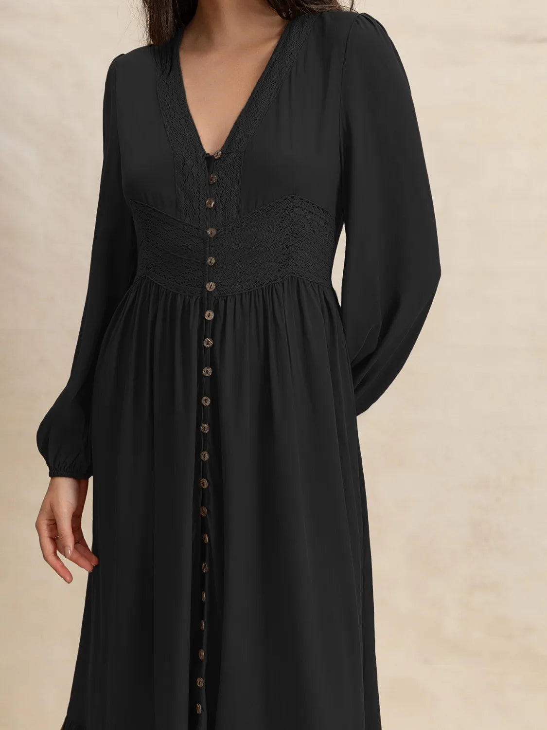 V-Neck Long Sleeve Dress.