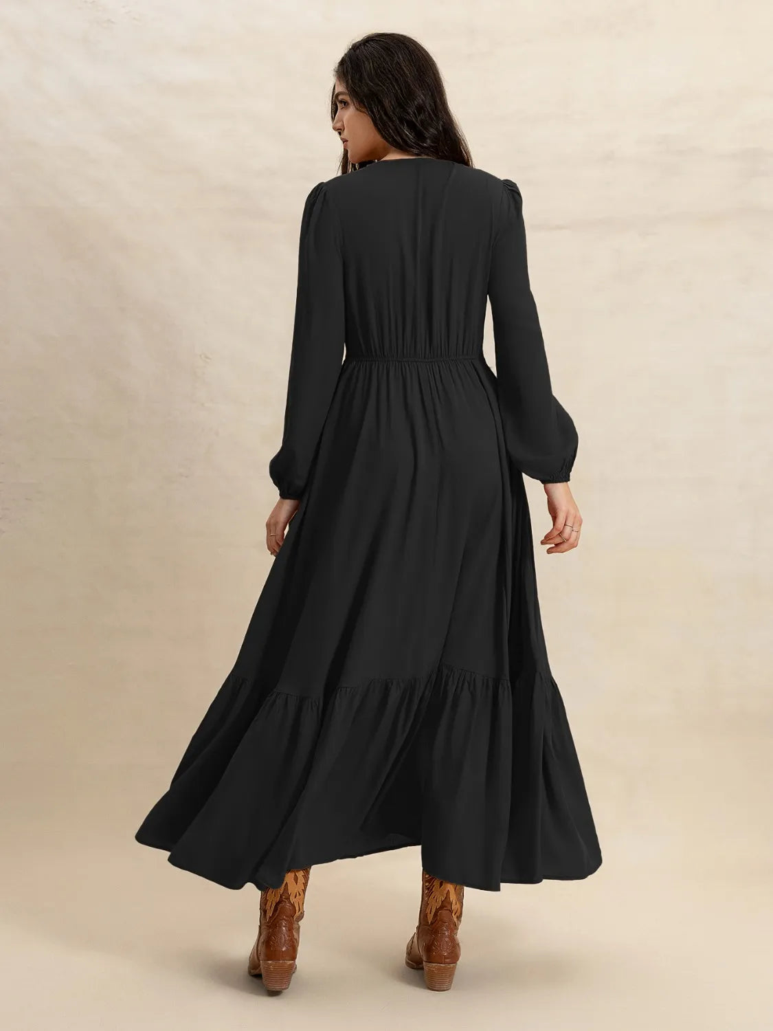 V-Neck Long Sleeve Dress.