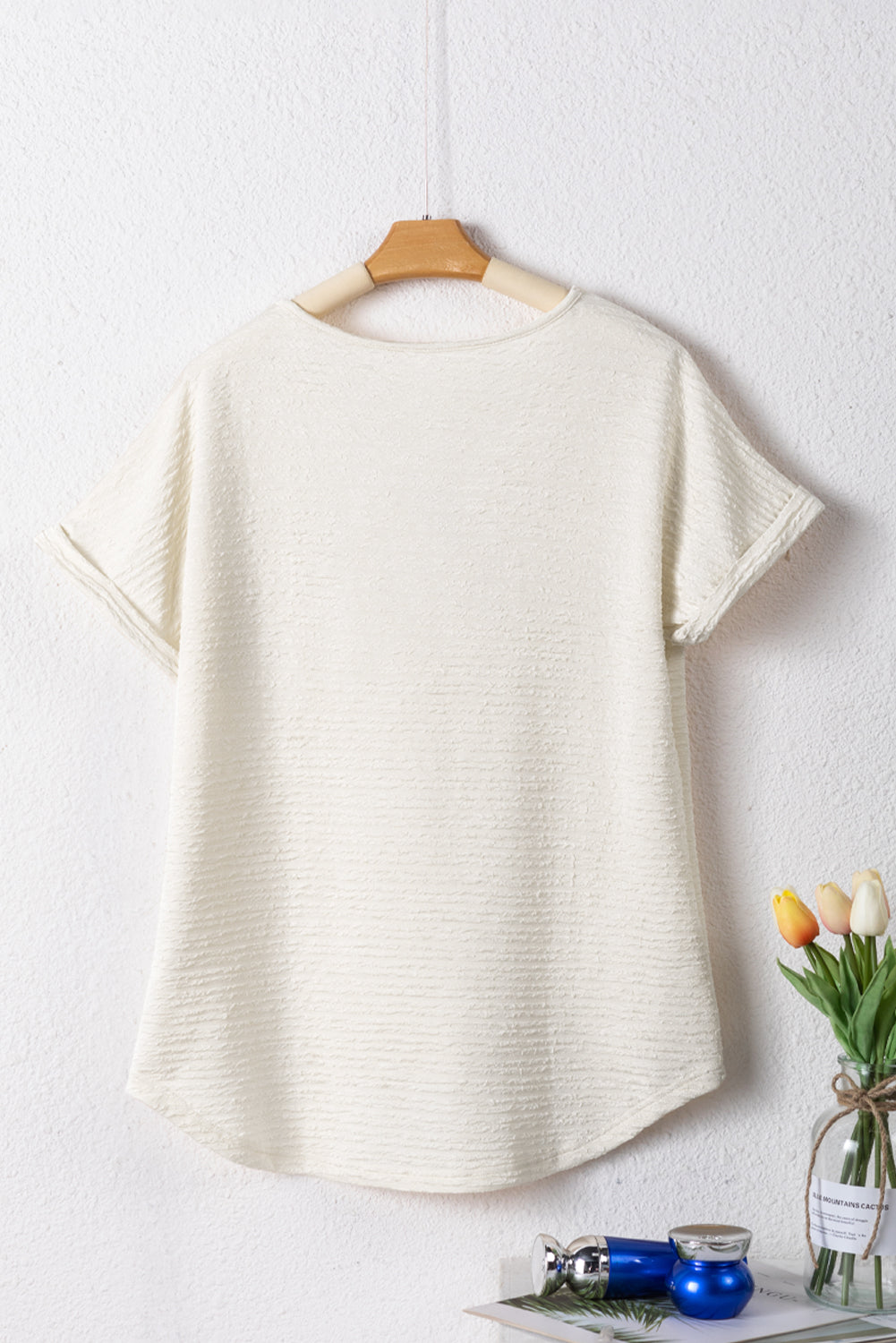 V-Neck Short Sleeve Blouse.