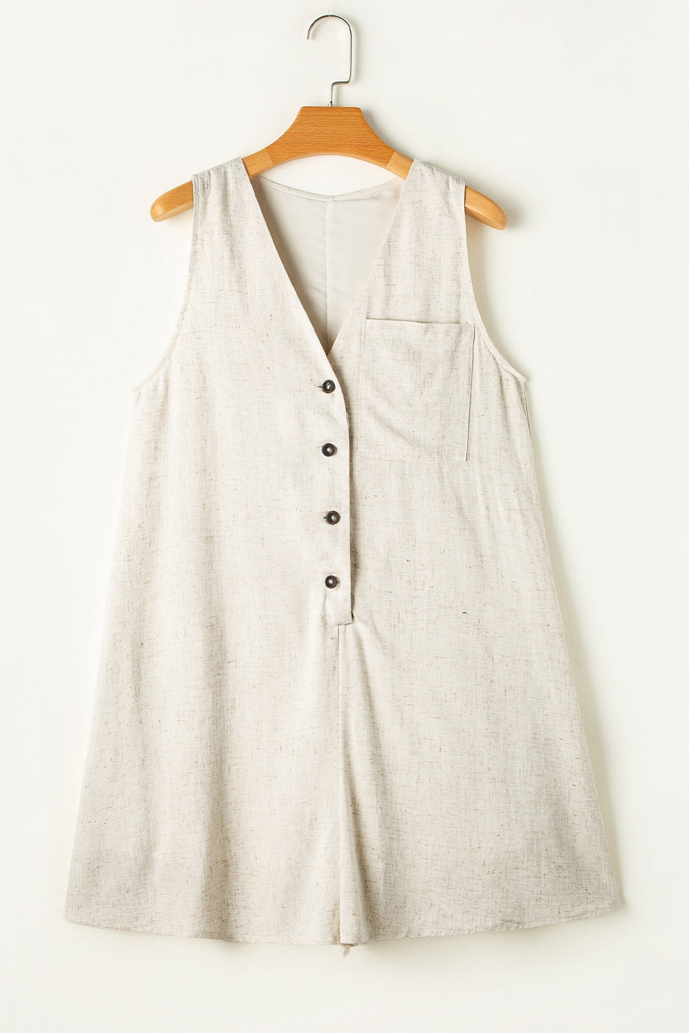 V-Neck Sleeveless Romper with Pockets.