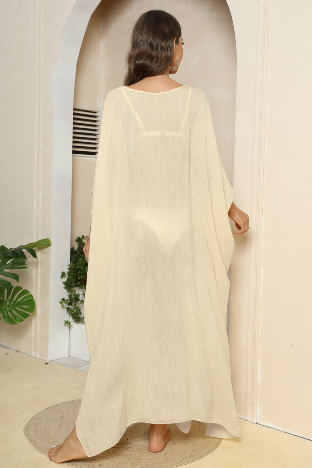 V-Neck Three-Quarter Sleeve Cover-Up.