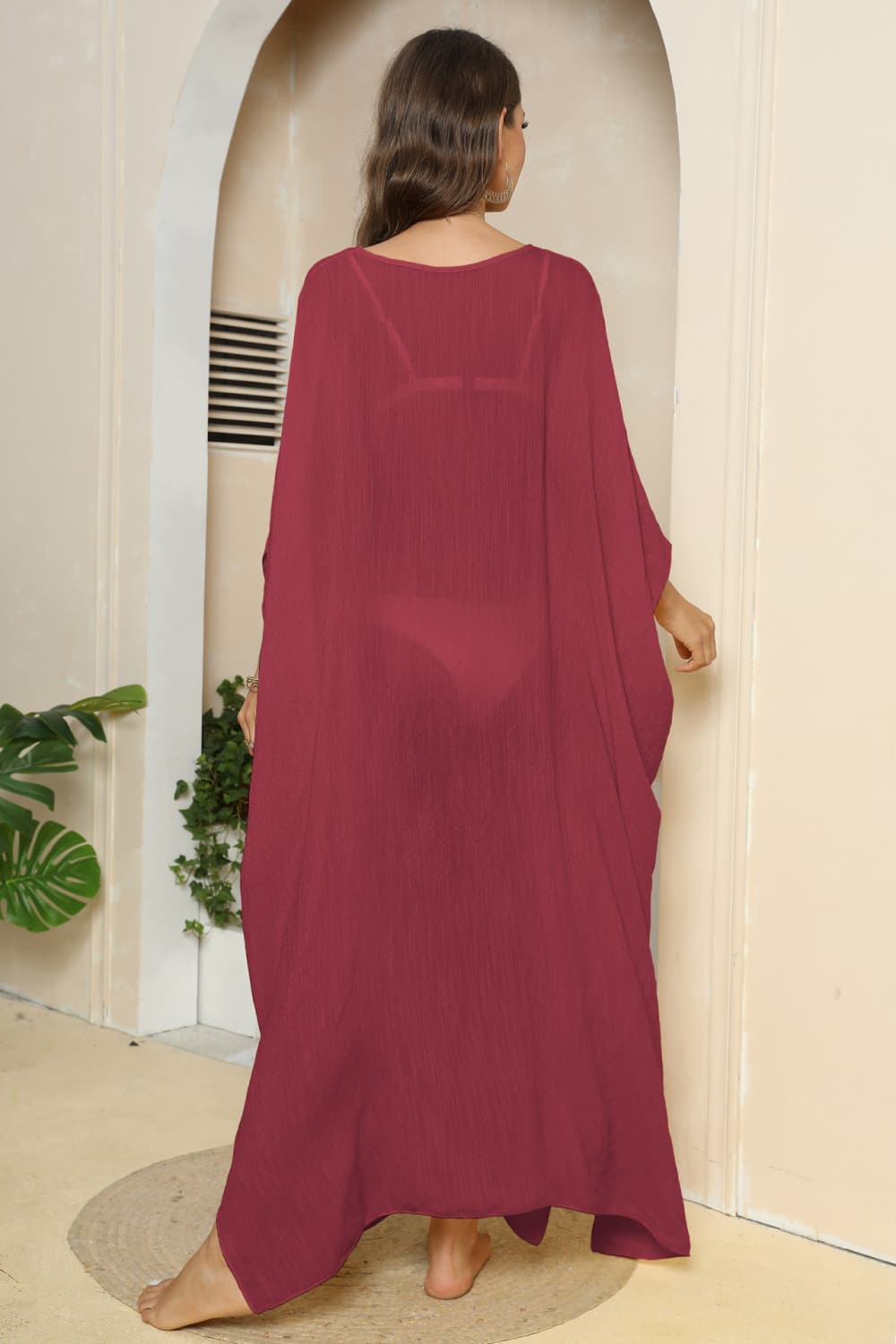 V-Neck Three-Quarter Sleeve Cover-Up.