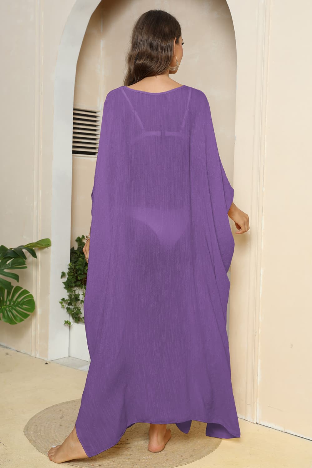 V-Neck Three-Quarter Sleeve Cover-Up.