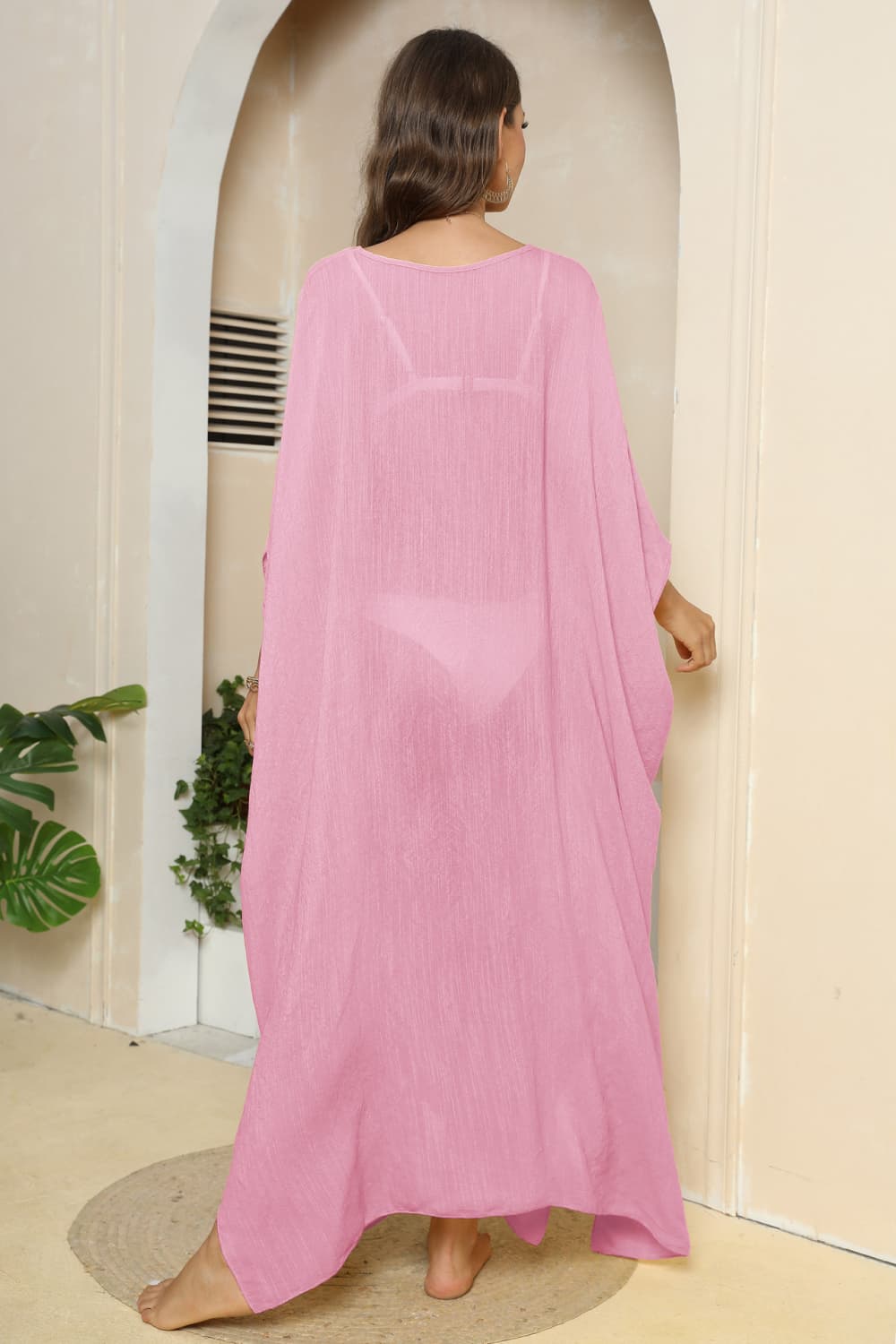 V-Neck Three-Quarter Sleeve Cover-Up.