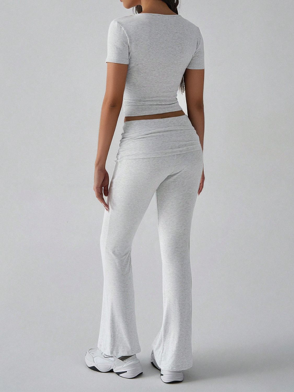 Devine V-Neck Top and Bootcut Leggings Set.