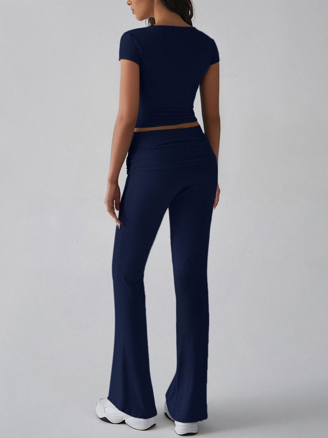 Devine V-Neck Top and Bootcut Leggings Set.