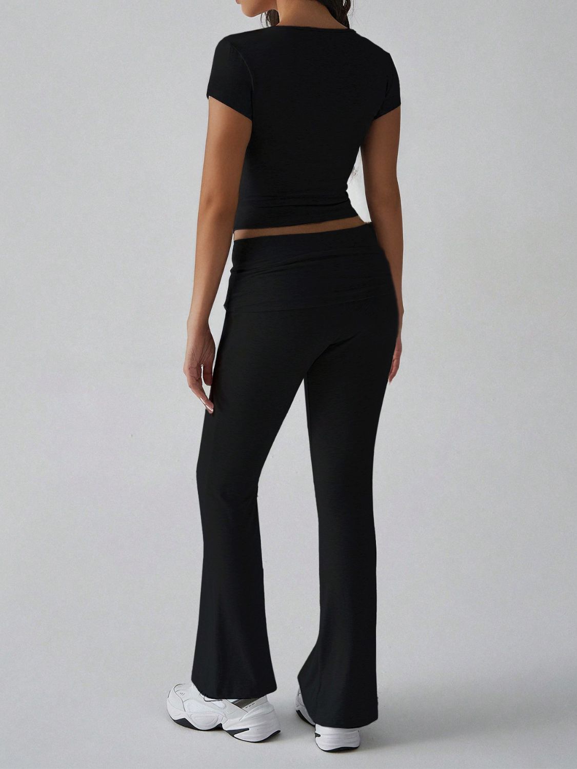 Devine V-Neck Top and Bootcut Leggings Set.