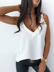 V-neck wide strap cami, opaque and slightly stretchy.