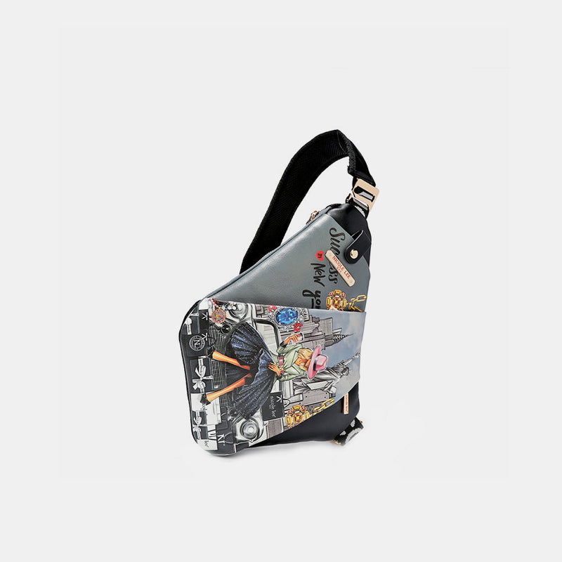 Vegan Leather Leopard & Lip Pattern Crossbody Bag