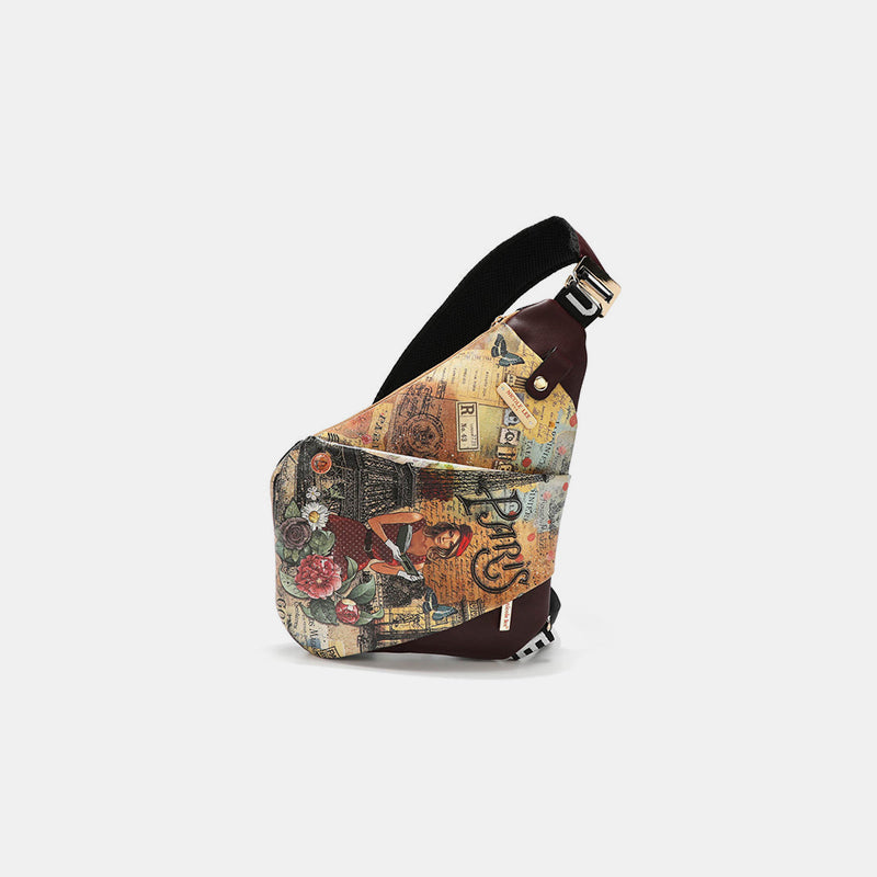 Vegan Leather Leopard & Lip Pattern Crossbody Bag