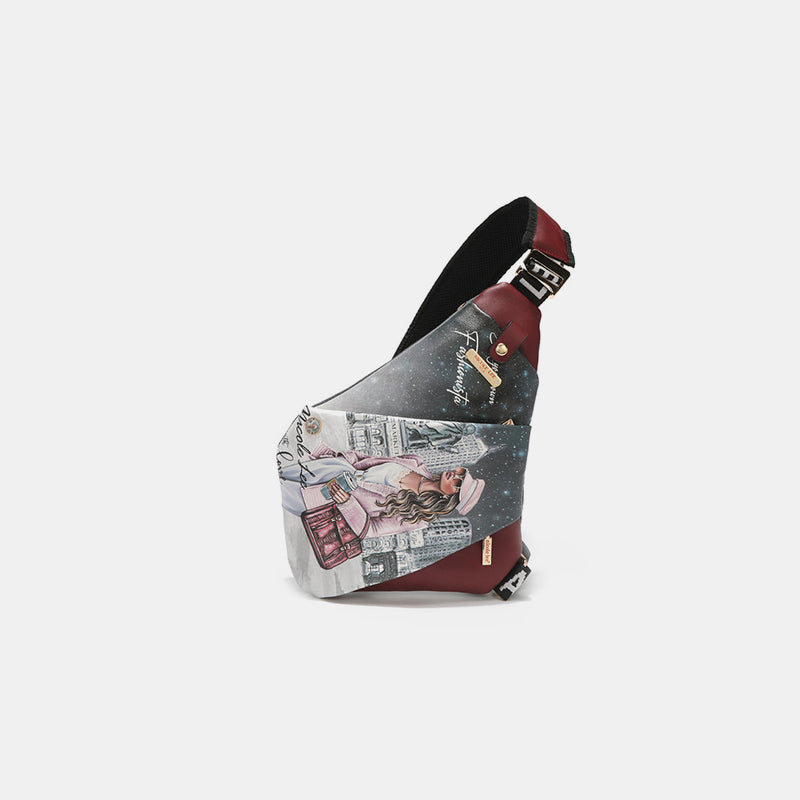 Vegan Leather Leopard & Lip Pattern Crossbody Bag