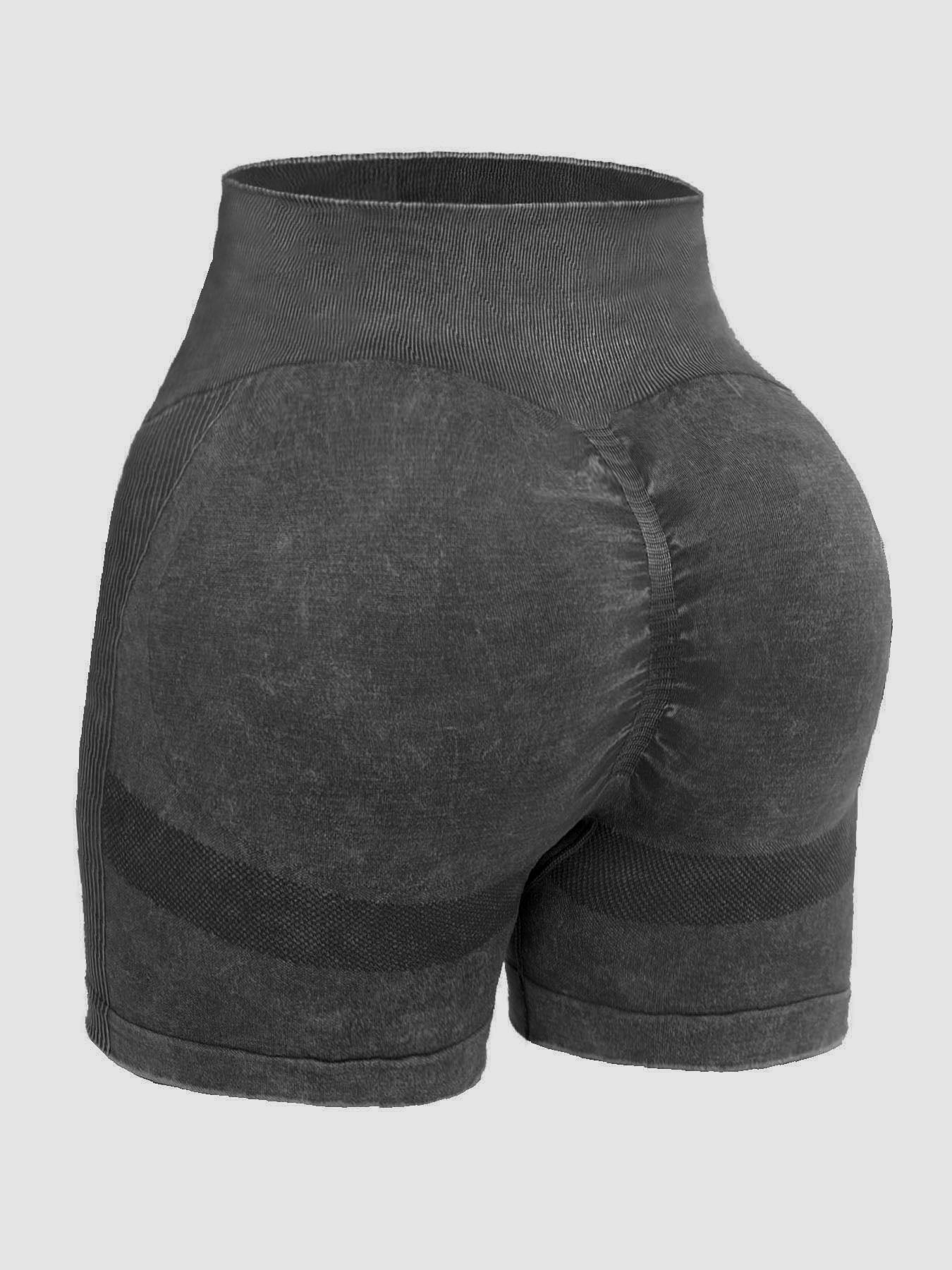 Solid drawstring smocked waist pocketed shorts.