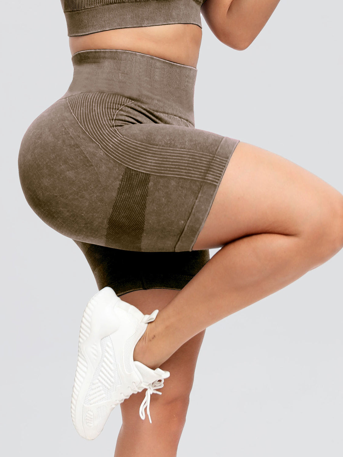 Solid drawstring smocked waist pocketed shorts.