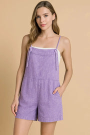 Washed Linen Knot Strap Rompers