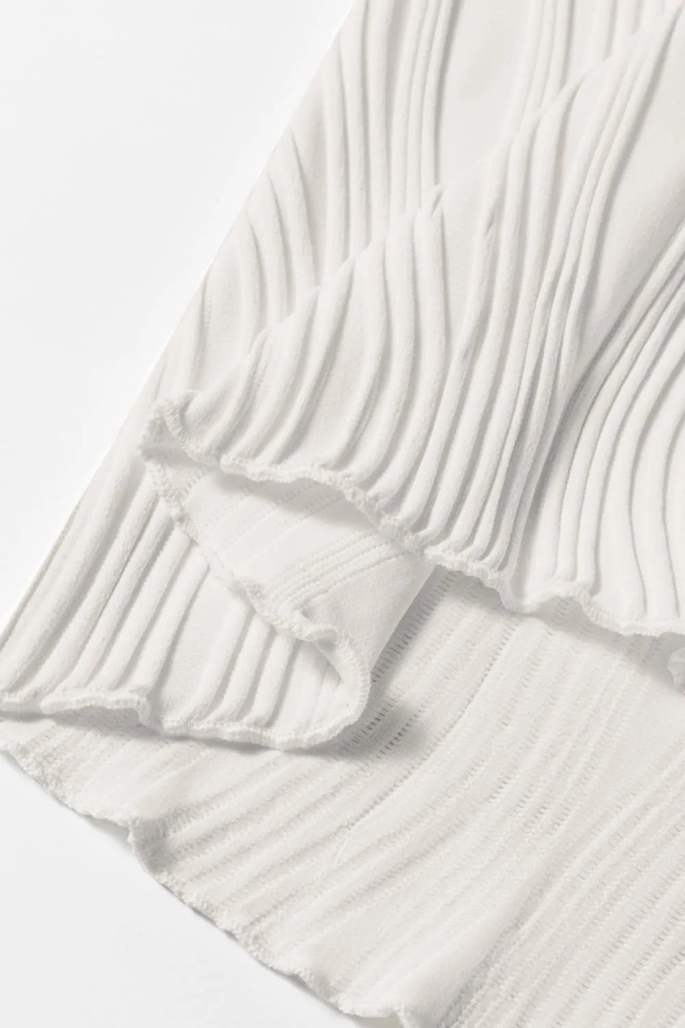 Wavy textured mock neck tank with ribbed details, slightly stretchy.