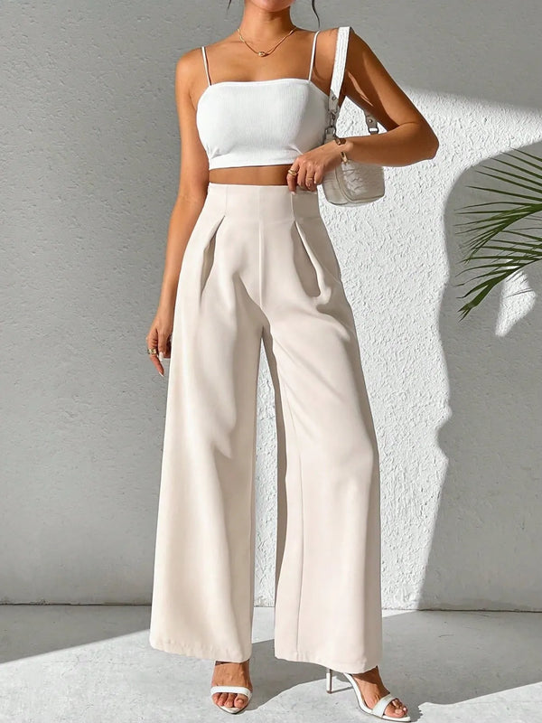 Wide leg high waist pants.