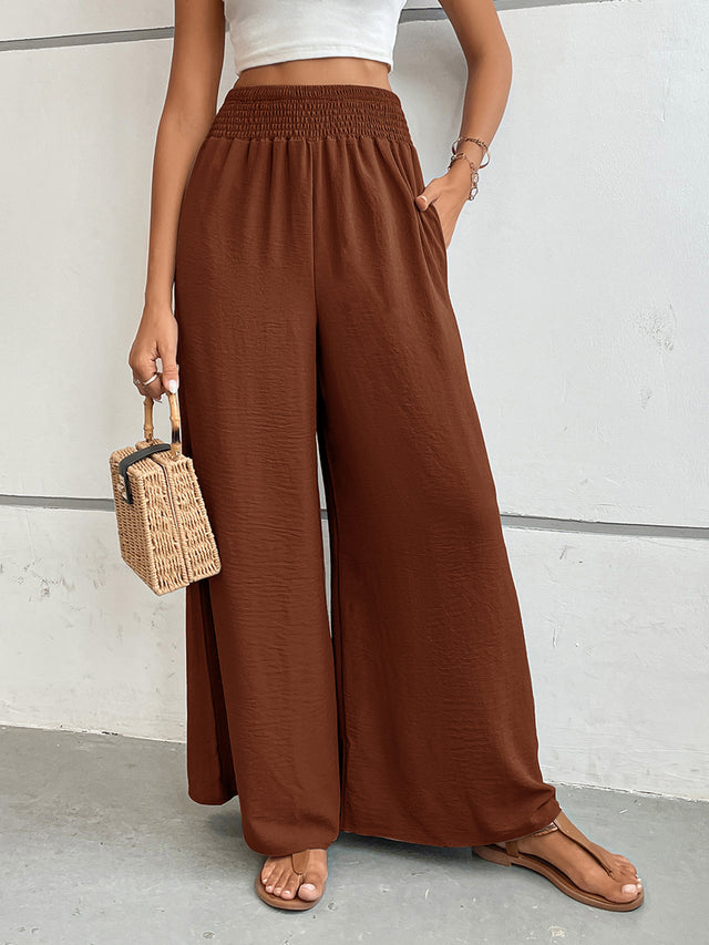 Wide leg pants with pockets, opaque.
