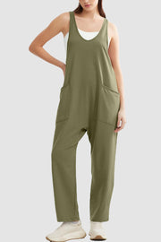 Plus Size Lace Detail Spaghetti Strap Wide Leg Jumpsuit.