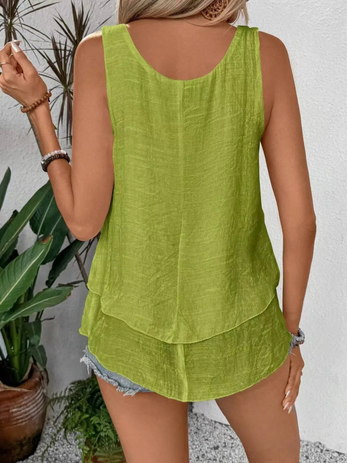 Wide strap layered tank, sheer.