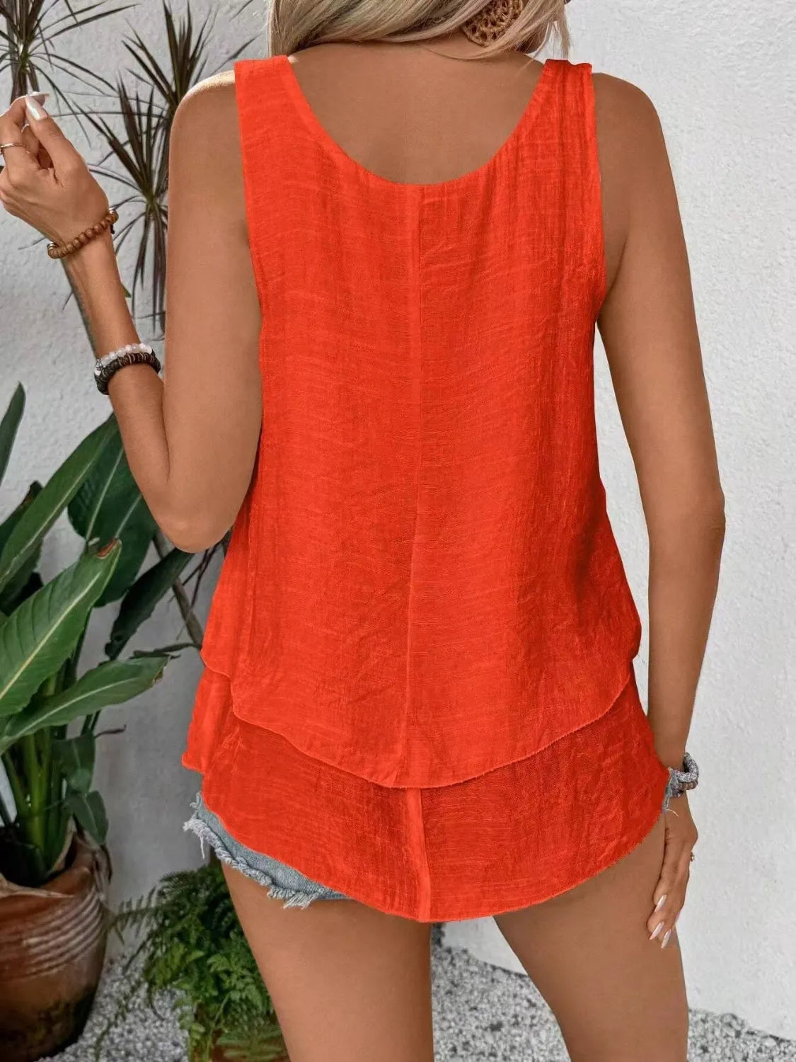 Wide strap layered tank, sheer.