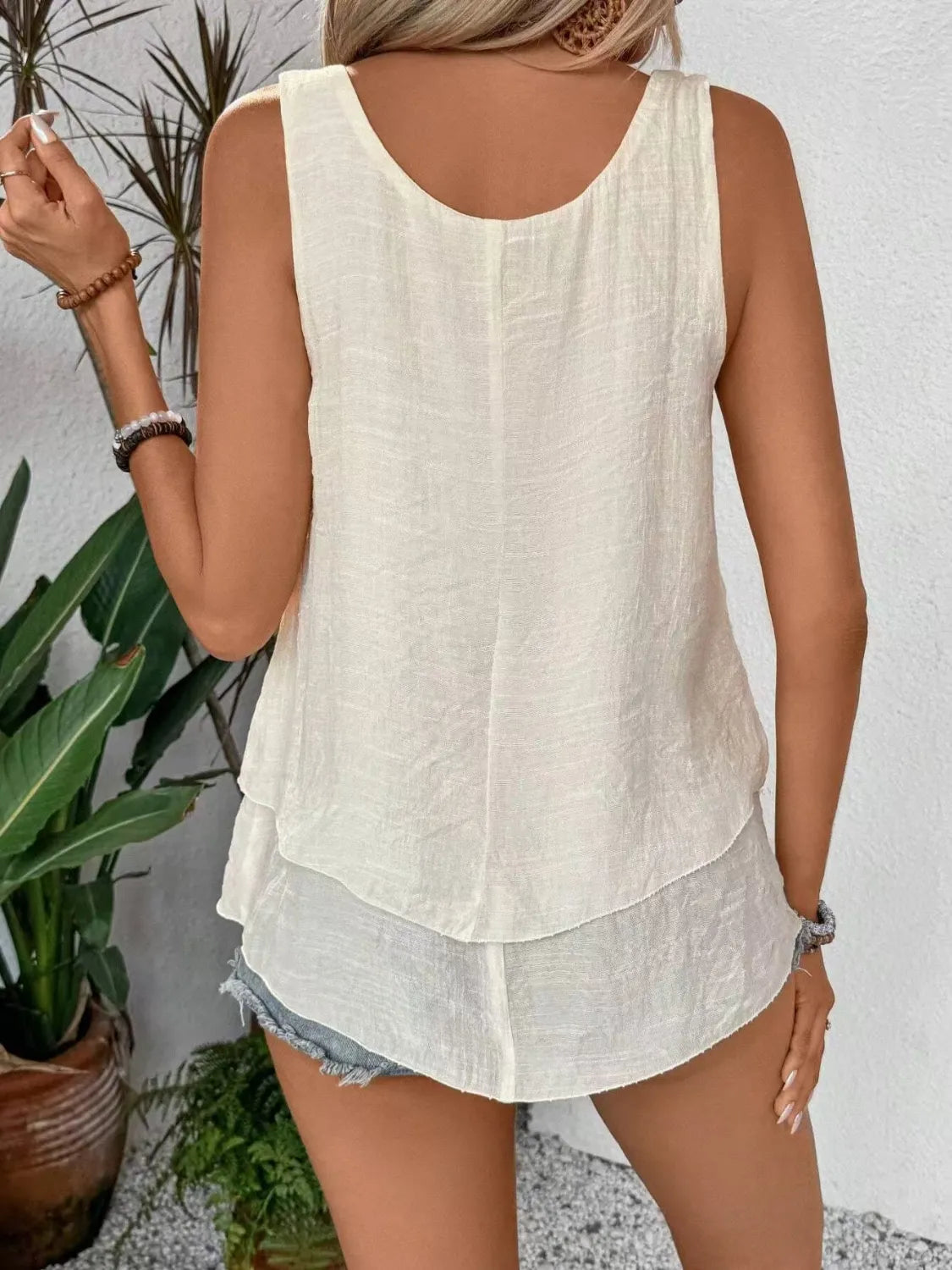 Wide strap layered tank, sheer.
