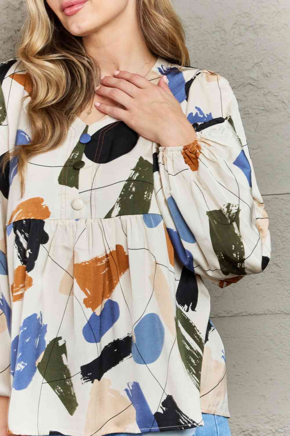 Hailey Co Wishful Thinking Multi Colored Printed Blouse.