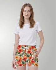 Womens Beach Shorts - Sunset Bloom