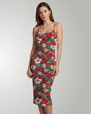Womens Bodycon Midi Dress - Aloha Vibes