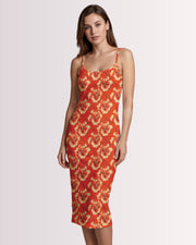 Womens Bodycon Midi Dress - Island Sunset