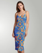 Womens Bodycon Midi Dress - Tropical Escape