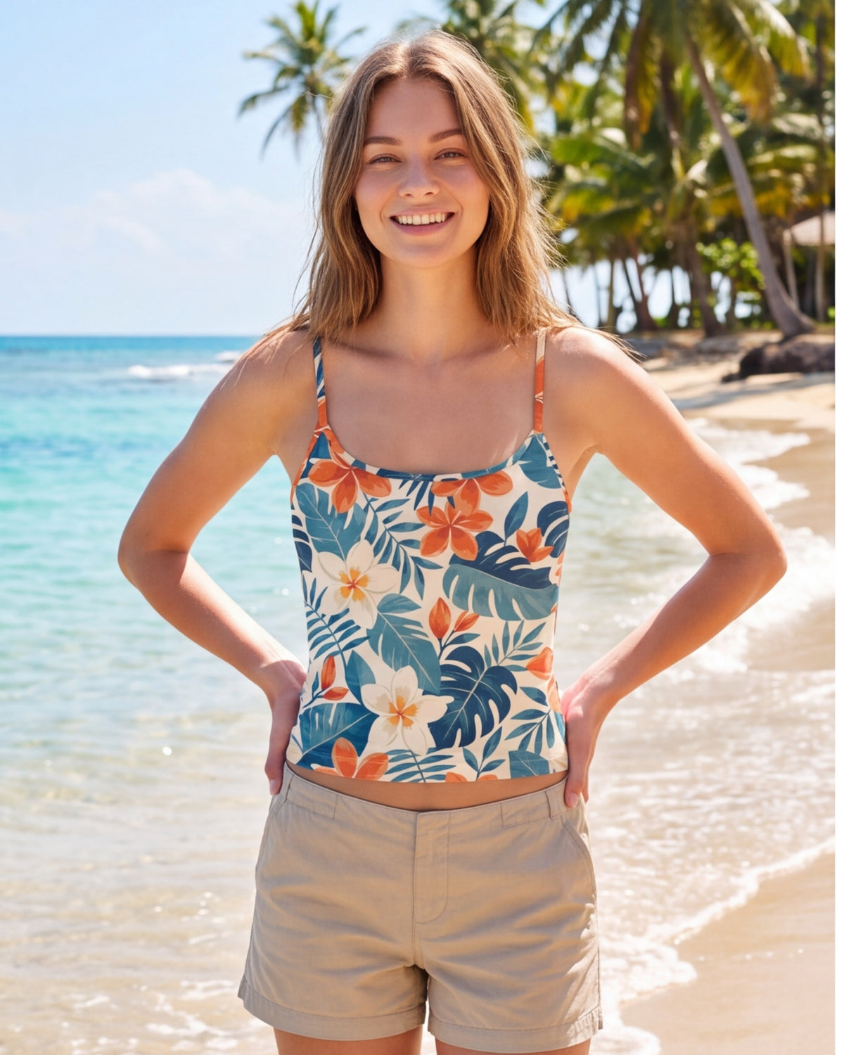 Womens Crop Cami Tank - Botanical Cove
