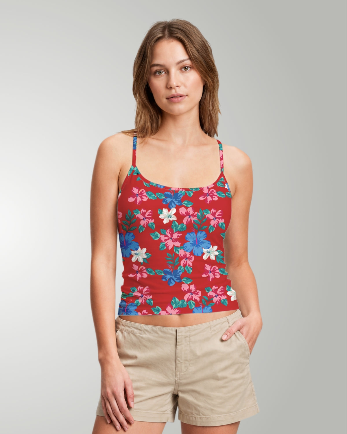 Womens Crop Cami Tank - Island Florals
