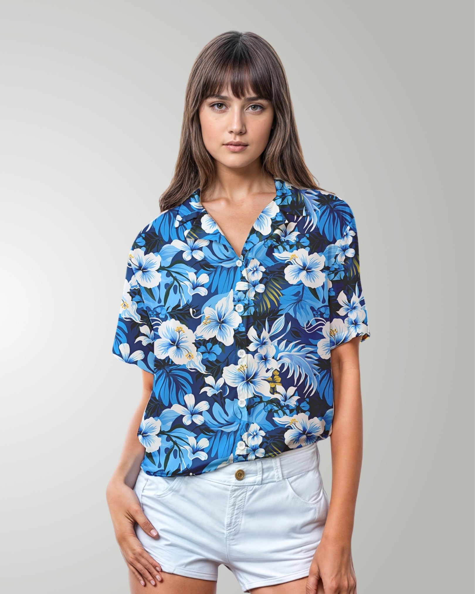 Womens Hawaiian Shirt - Blue Hawaiian