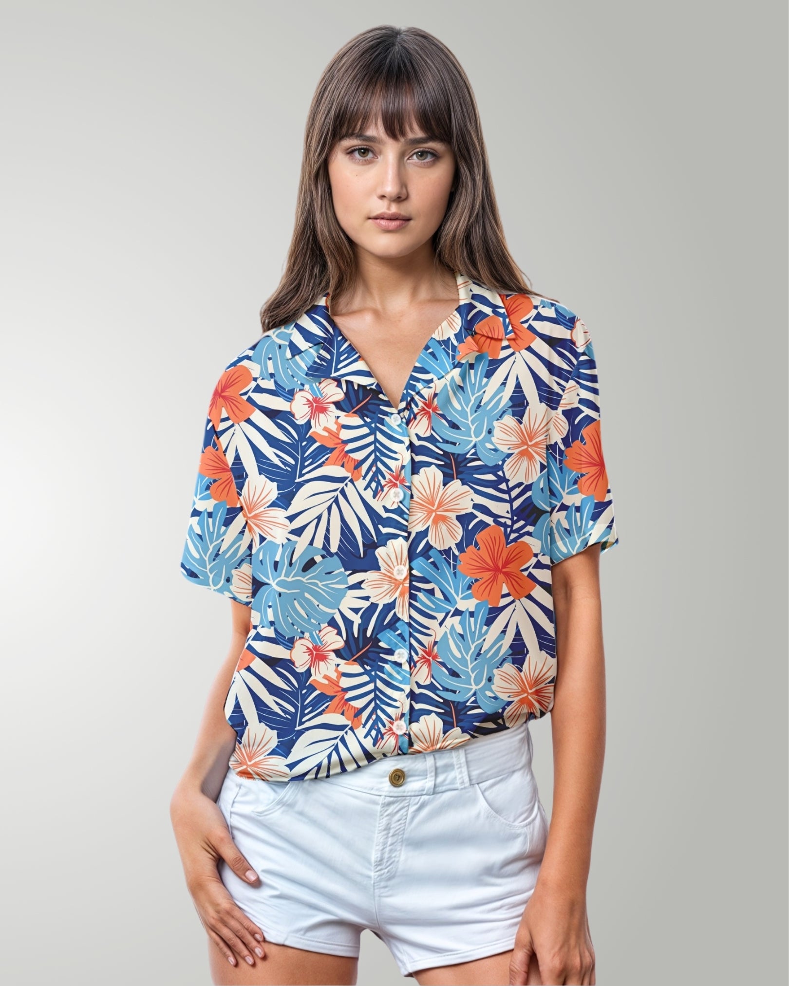 Womens Hawaiian Shirt - Island Oasis