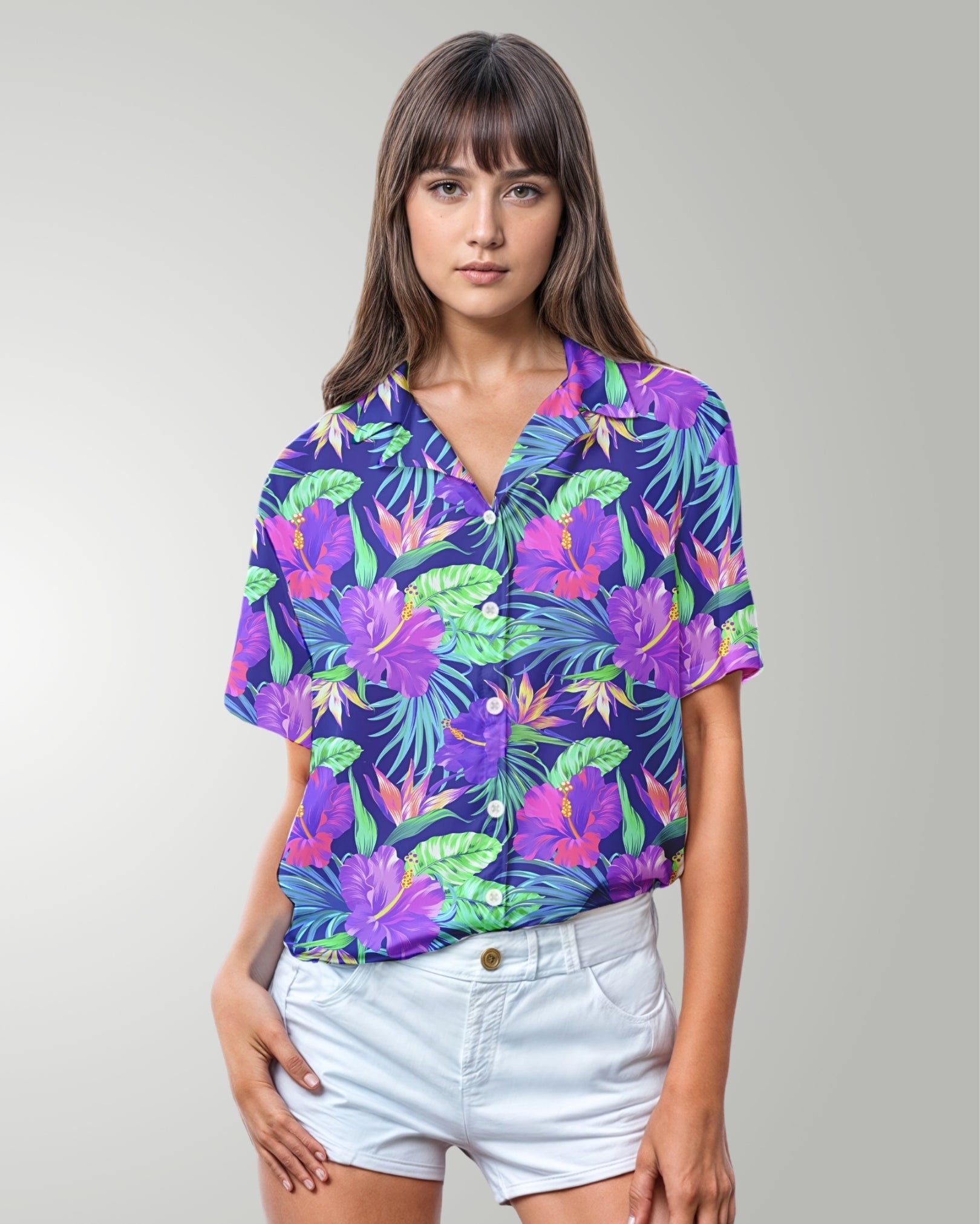 Womens Hawaiian Shirt - Purple Paradise