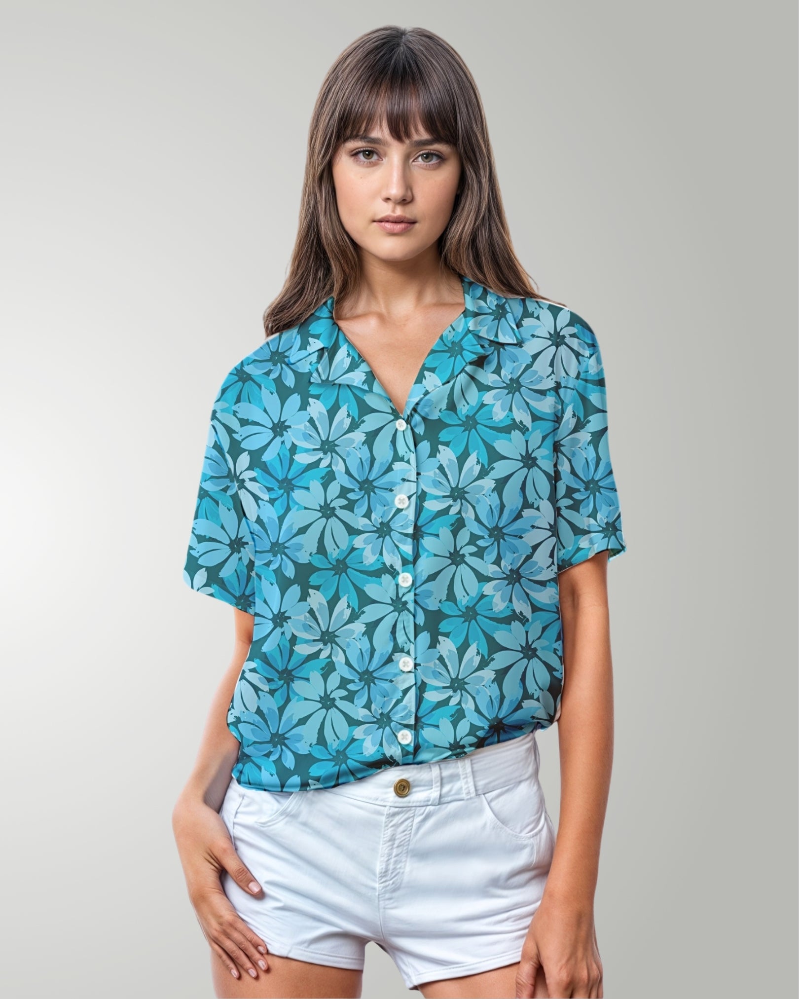 Womens Hawaiian Shirt - Seaside Sonata