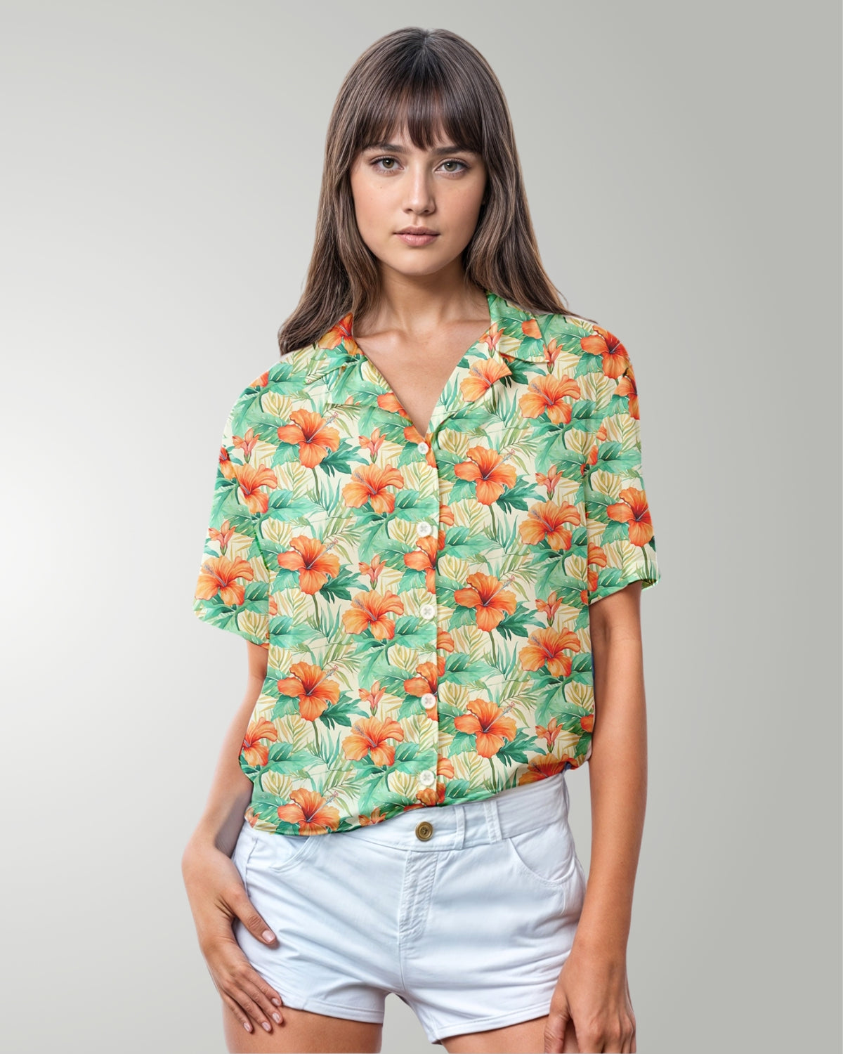 Womens Hawaiian Shirt - Sunrise Lagoon