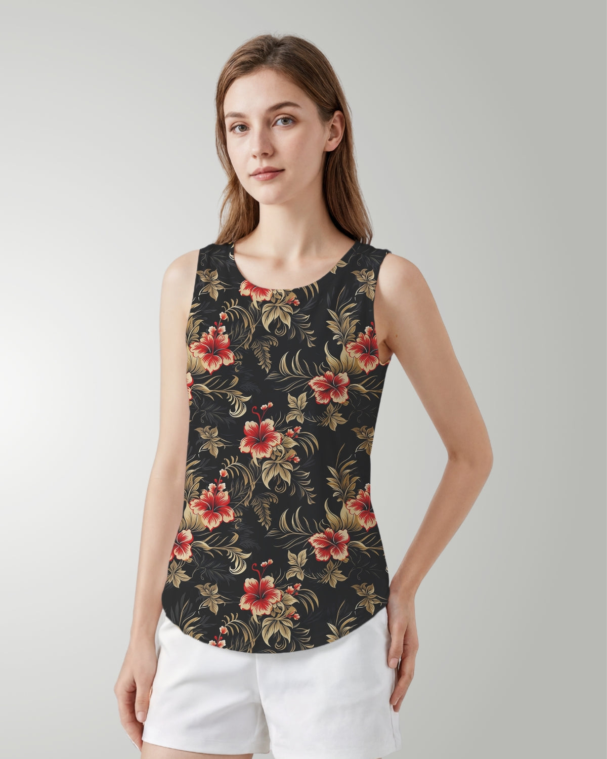 Womens Tank - Midnight Hibiscus