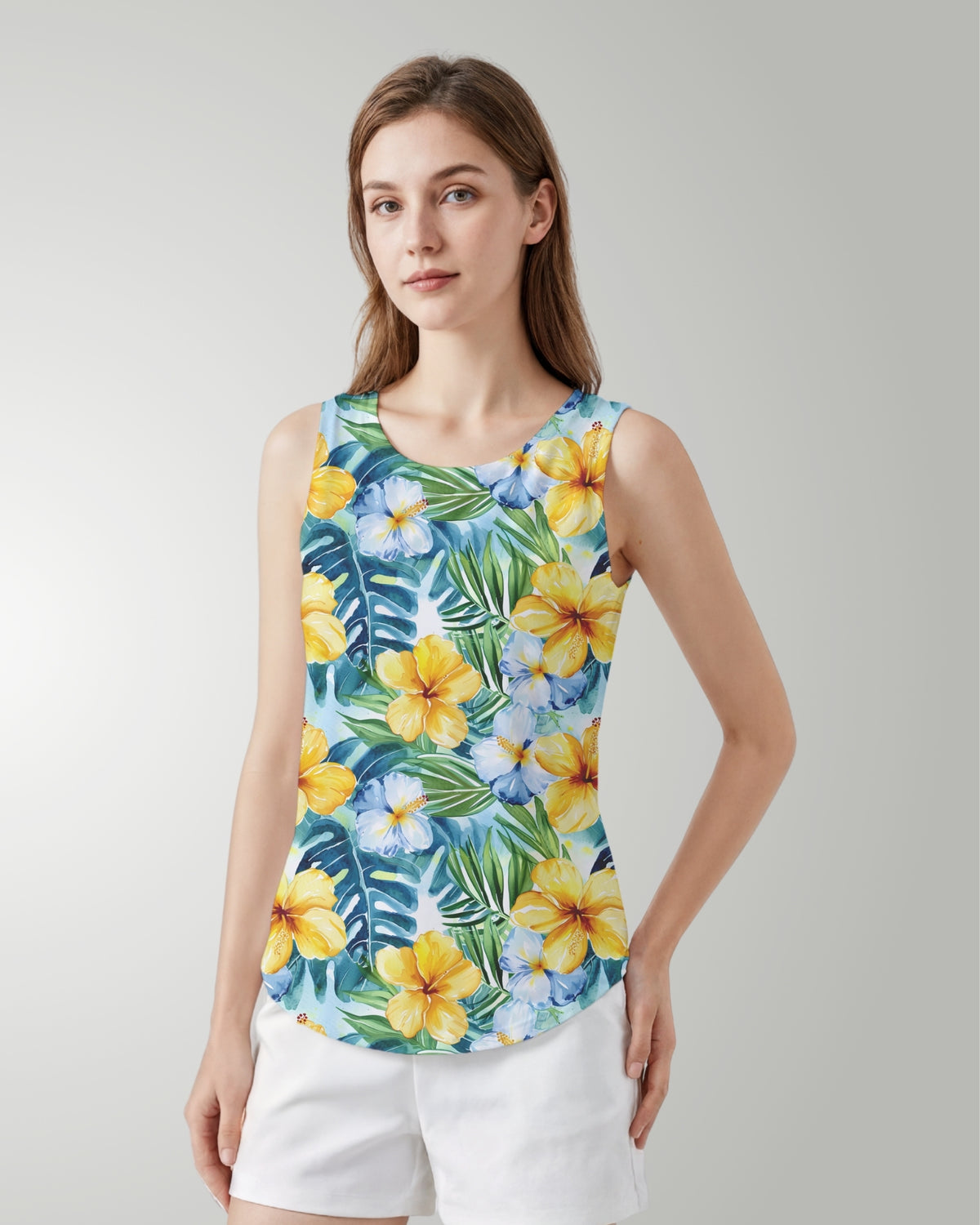 Womens Tank - Yellow Hibiscus