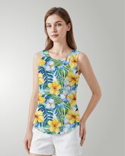 Womens Tank - Yellow Hibiscus