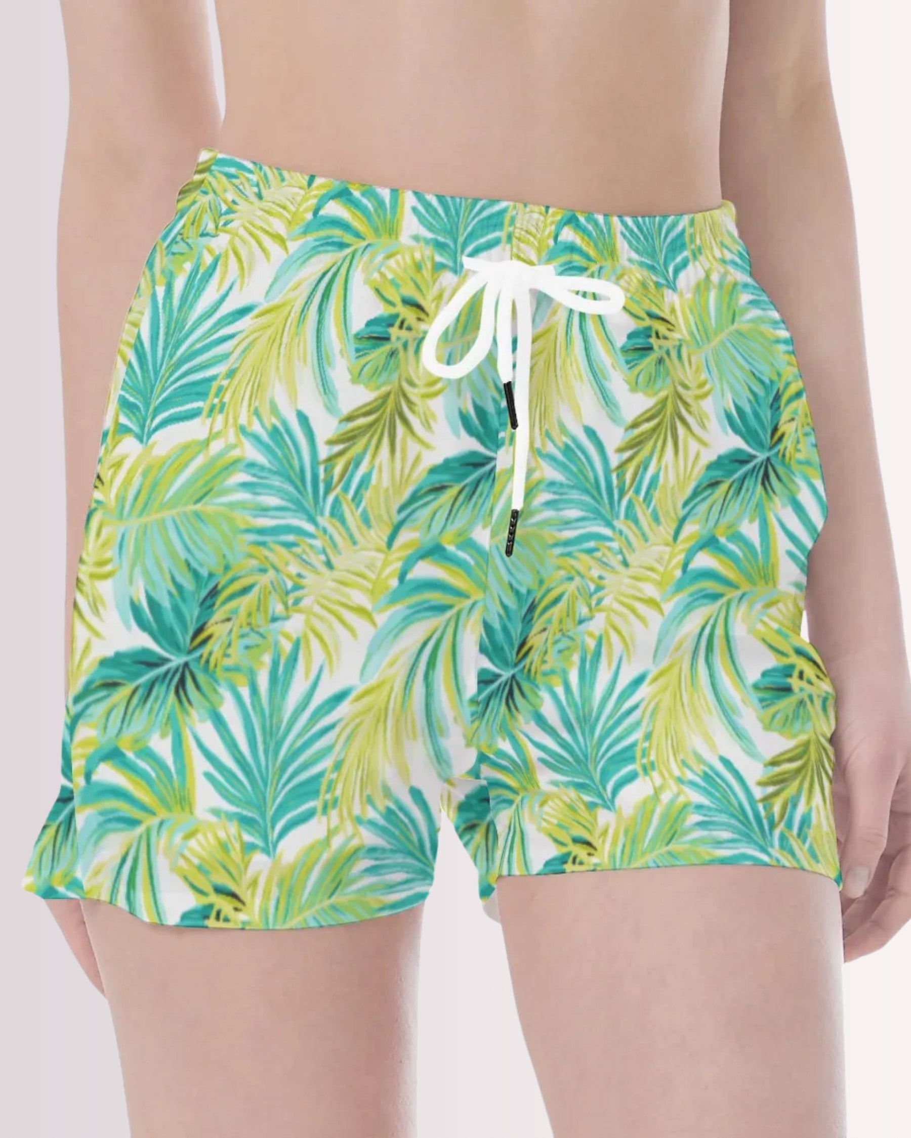 Womens Beach Shorts - Palm Leaves I