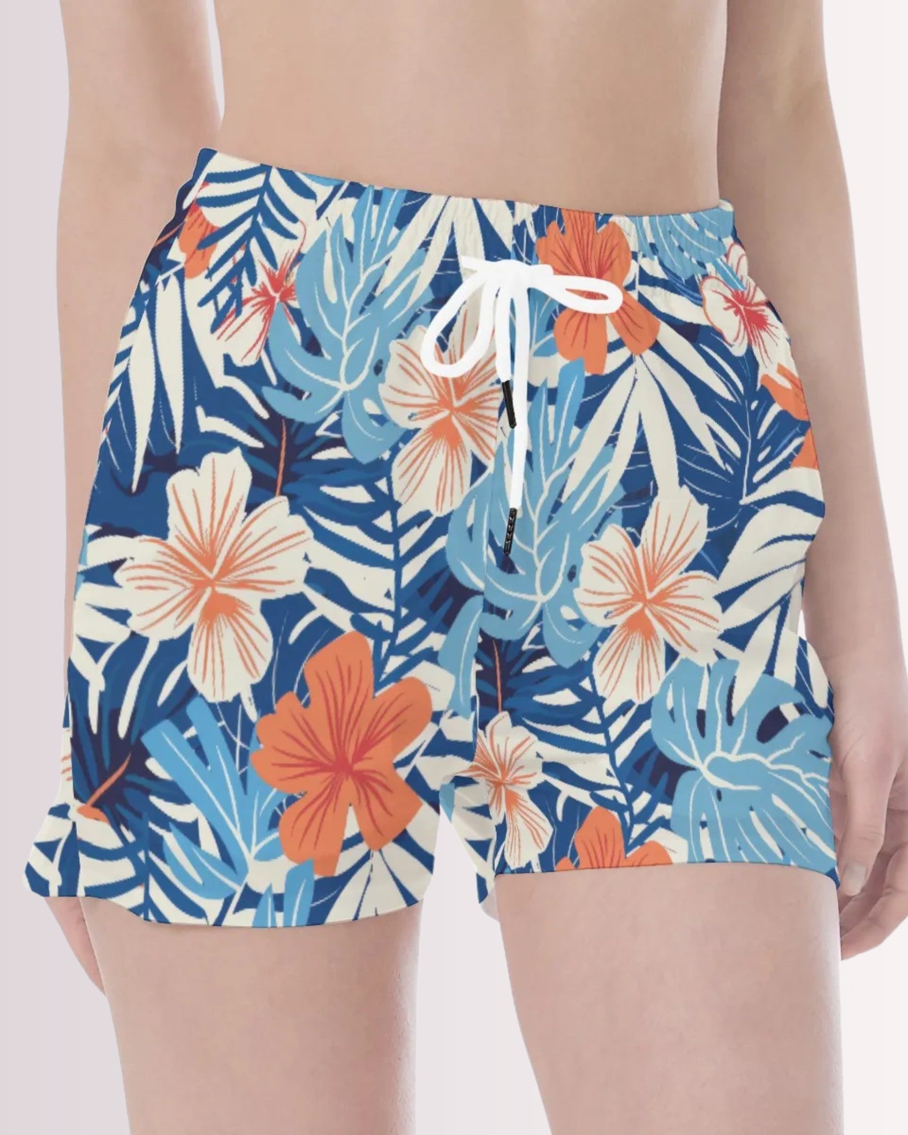 Womens Beach Shorts - Blue Tropoical II