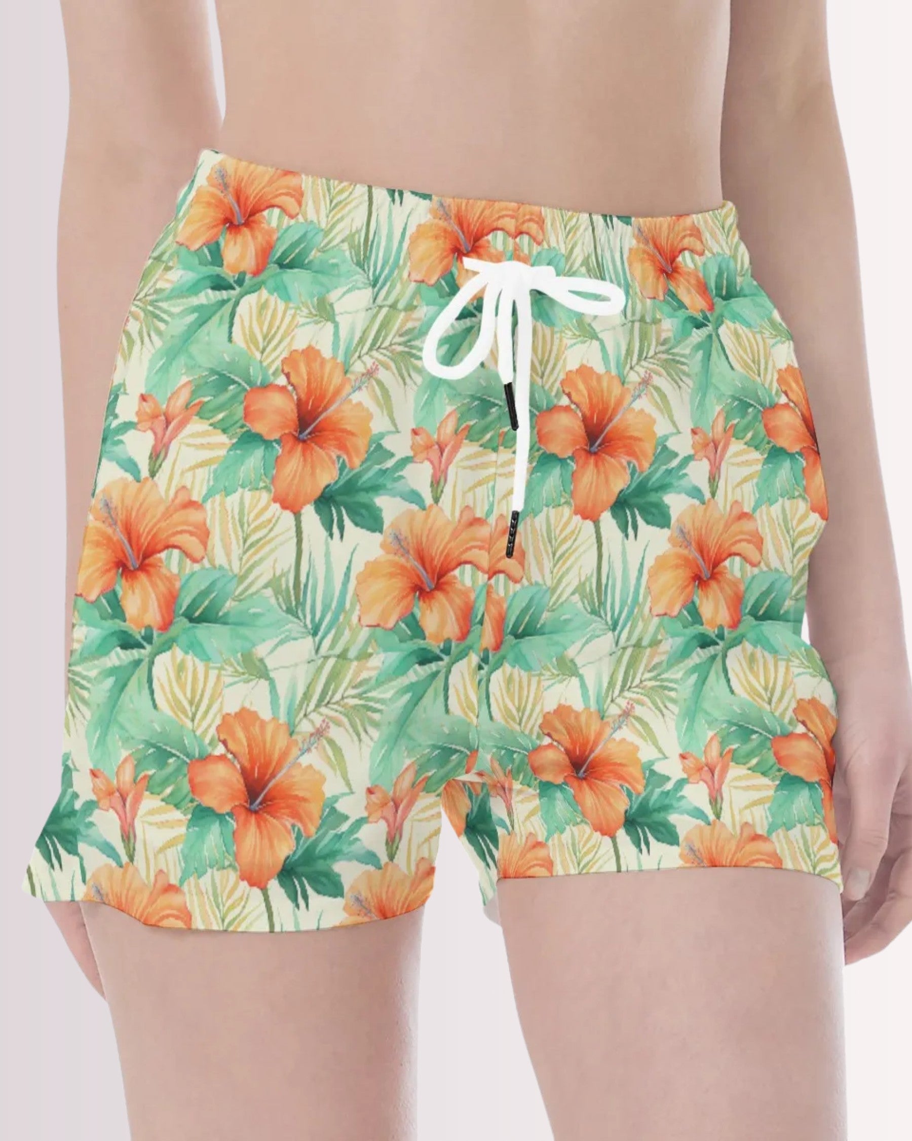 Womens Beach Shorts - Tropical Hawaiian VI