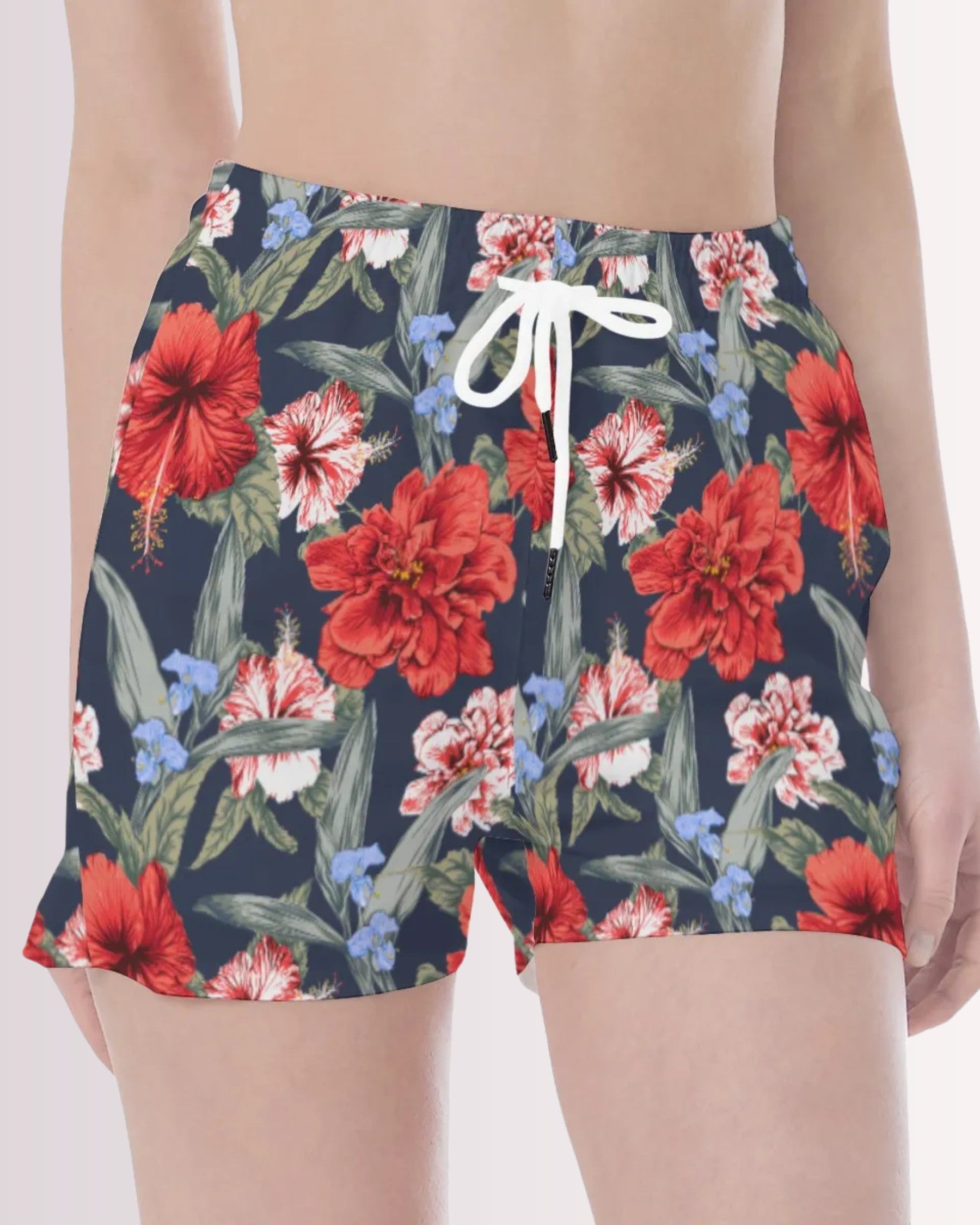 Womens Beach Shorts - Tropical Floral IX