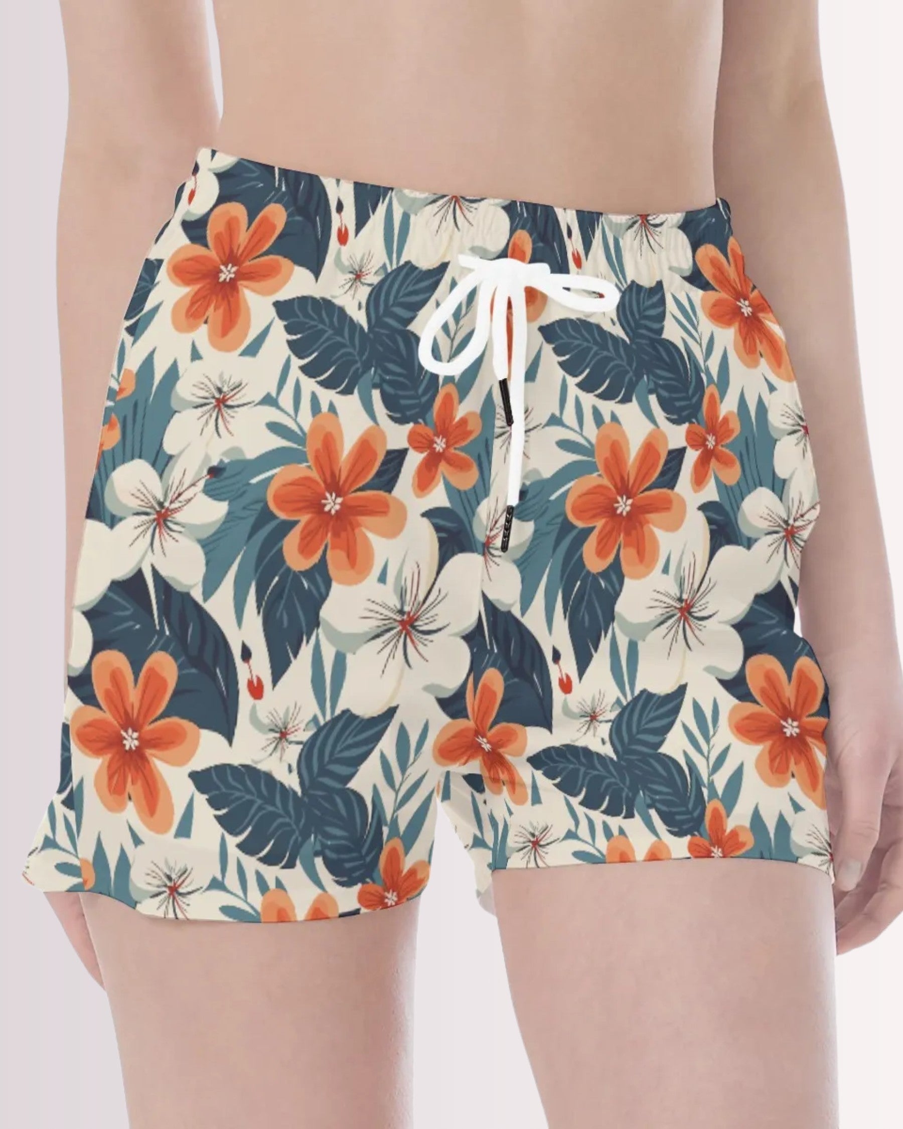Womens Beach Shorts - Tropical Floral II