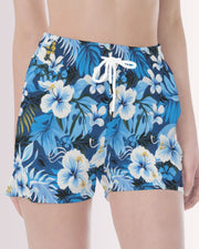 Womens Beach Shorts - Blue Hawaiian I