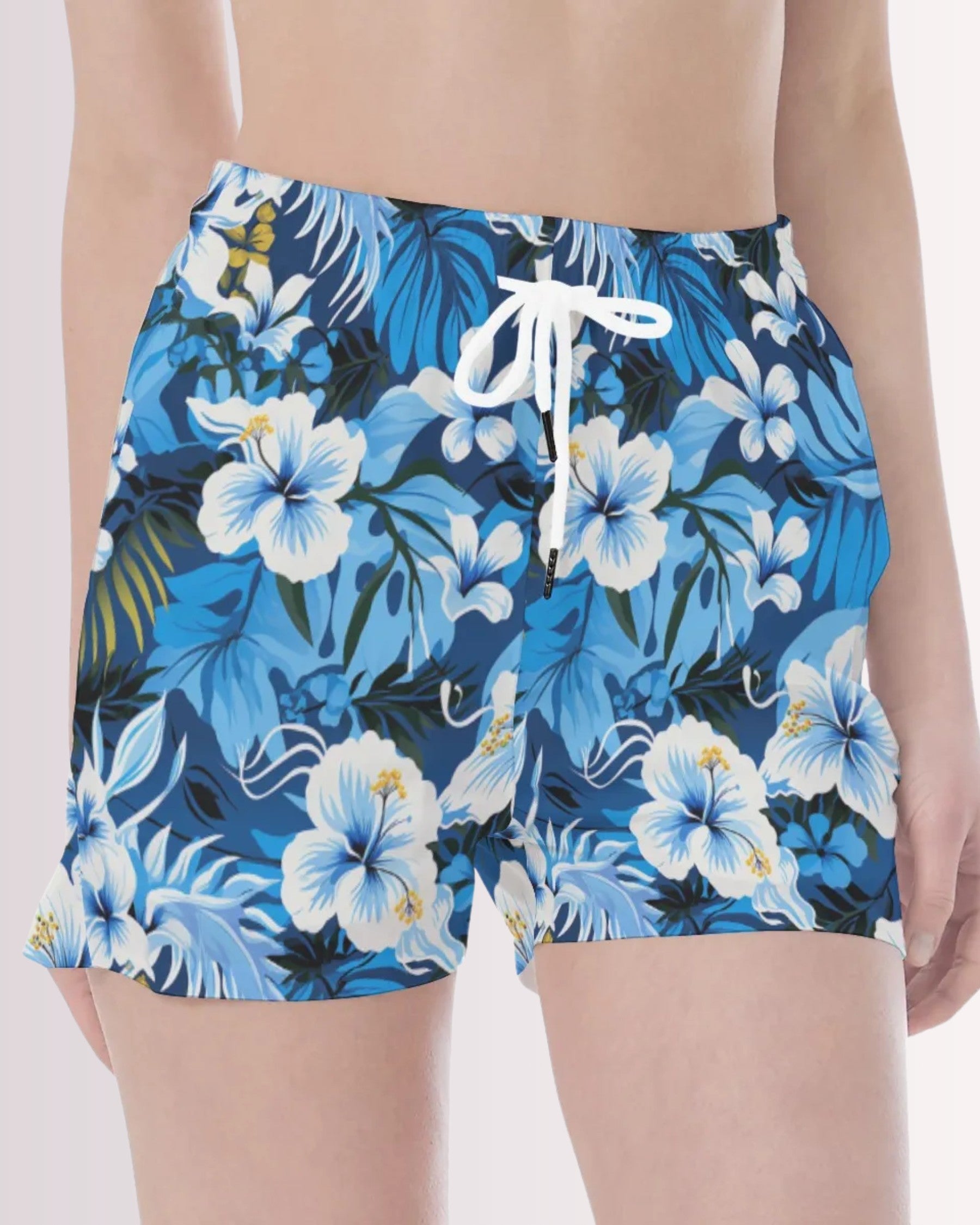 Womens Beach Shorts - Blue Hawaiian I