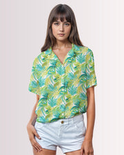 Womens Hawaiian Shirt - Palm Leaves I