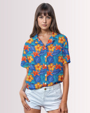 Womens Hawaiian Shirt - Hawaiian Tropix II